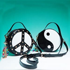 Betsey J Peace Sign/ Yin Yang Crossbody Double sided Bag